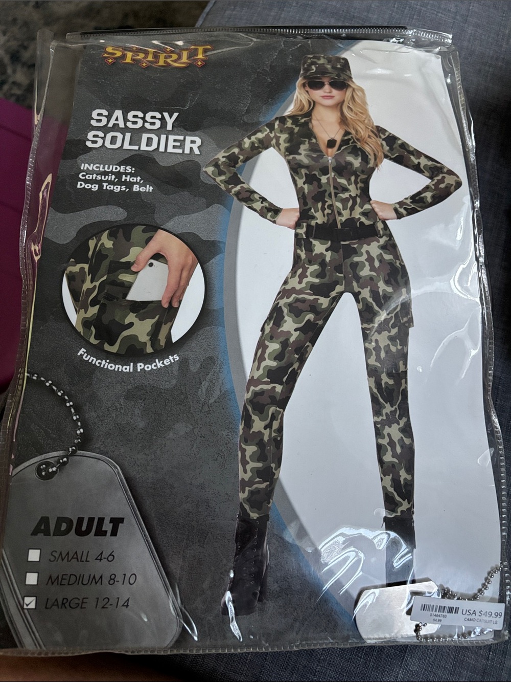 Spirit Sassy Soldier Olive Camo Jumpsuit